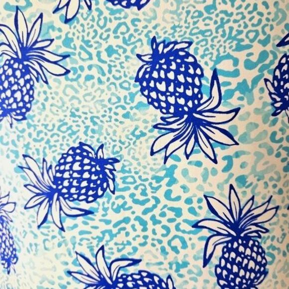 Blue and White Pineapple Print Maxi Dress - Picture 4 of 13